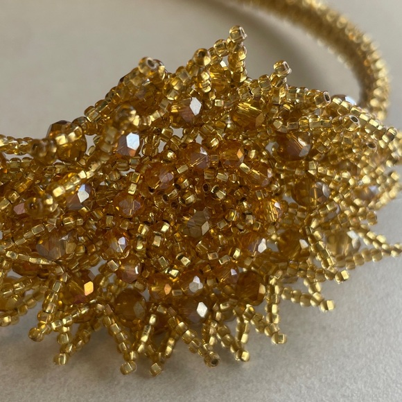 Gold Beaded Floral Headband - Elegant Women’s Hair Accessory - Picture 6 of 7